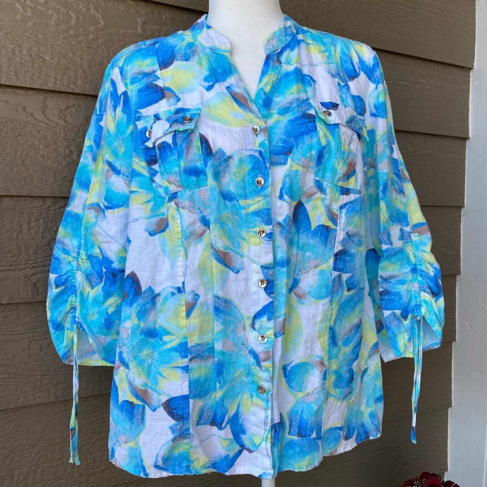 JM Collection Womens Linen Top